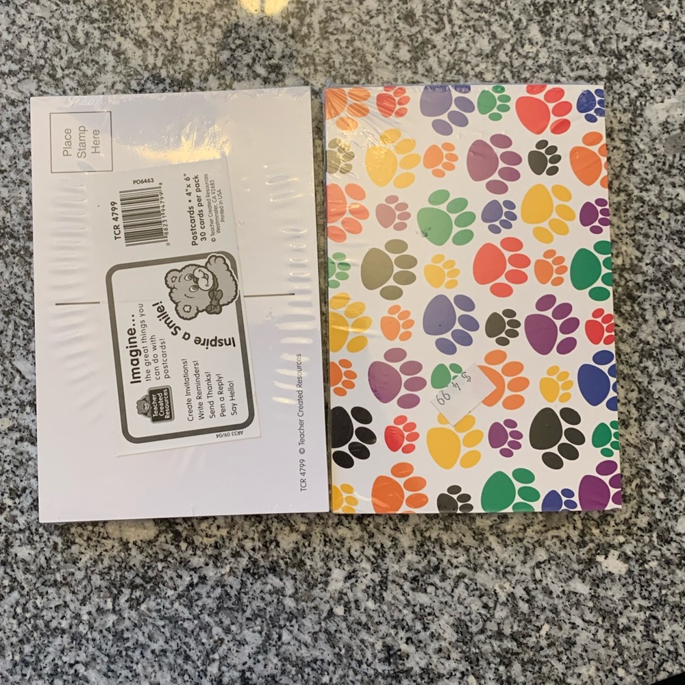 Brand new Paw Print Postcards
